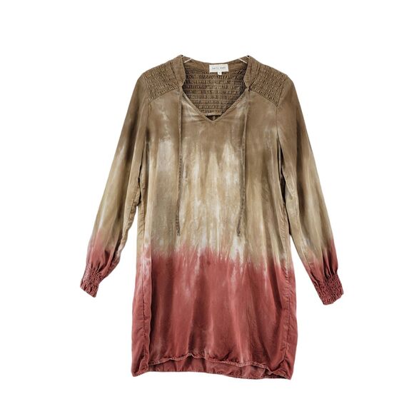 Bella Dahl Smoked Yoke Tunic Dress Flax Henna Ombre Size Small 100% Tencel - Picture 4 of 12